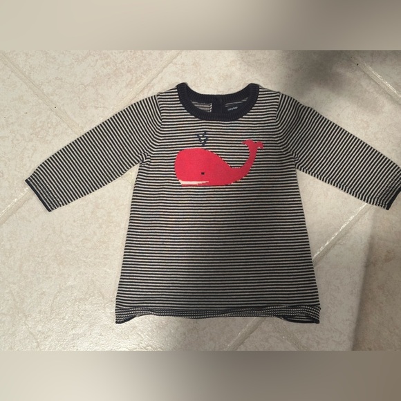 babyGap Navy Striped Red Whale Knit Sweater Dress Size 12–18 Months - Picture 2 of 6